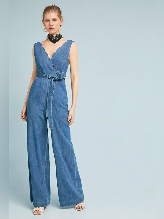 Pilcro Pants - Pilcro Anthropologie Wide-Leg Denim Jumpsuit